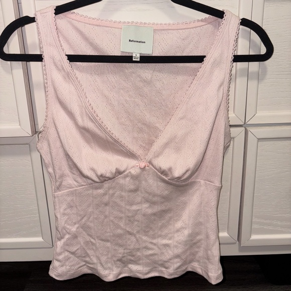 Reformation Rue Pointelle Knit Top Pink - Size S - Picture 1 of 2